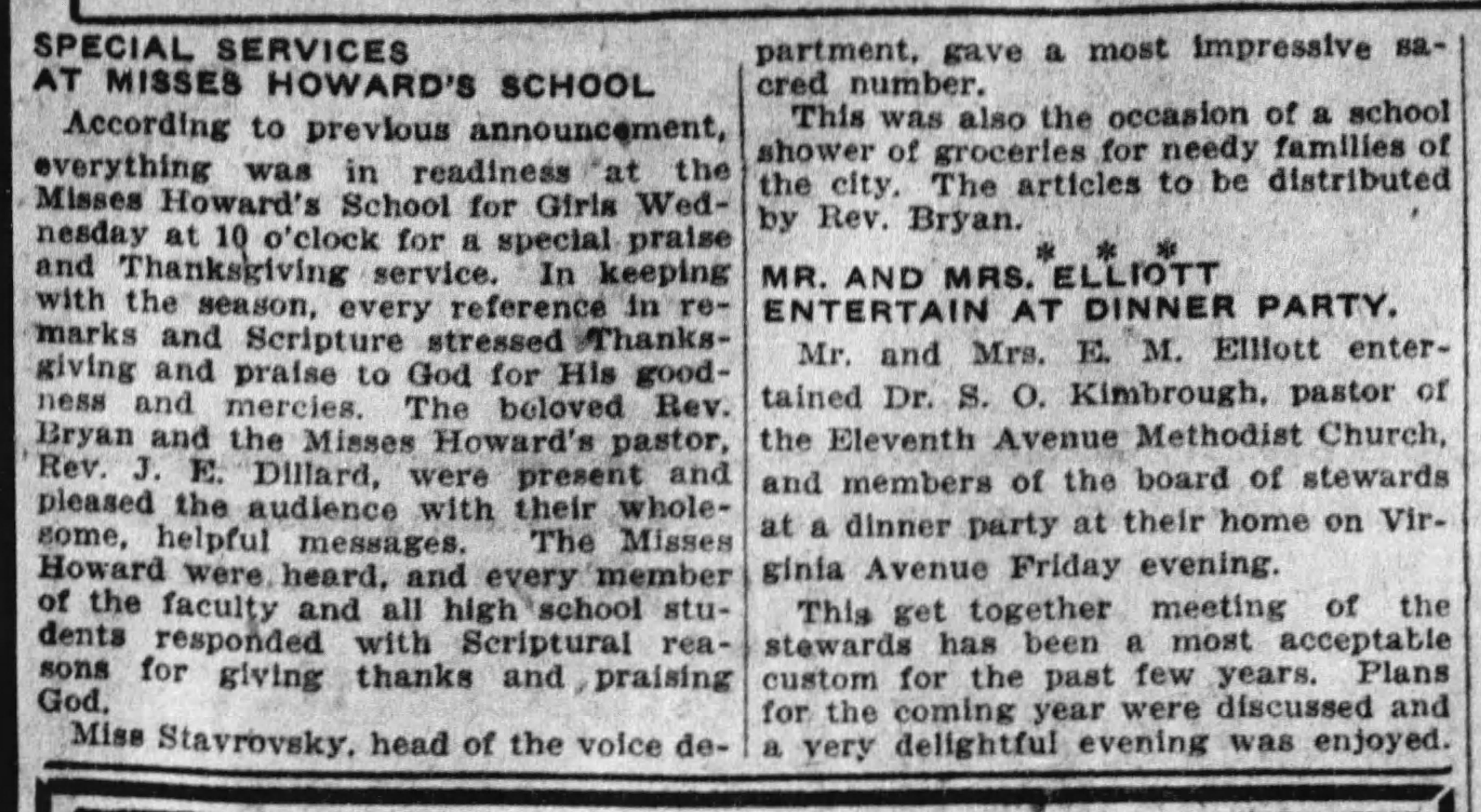 Special Services at Misses Howard's School